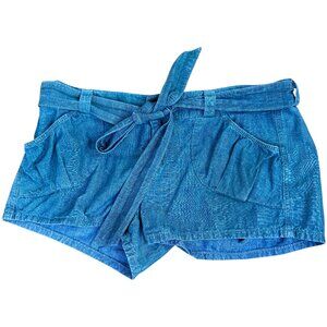 7 For All Mankind Shorts Low Rise Cotton Aqua Blue Belted (29)